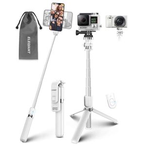 Elegiant Selfie Stick stativ, Aluminium selfie stativ med udløserkontrol, kamerabeslag til actionkameraer, til smartphones, sort