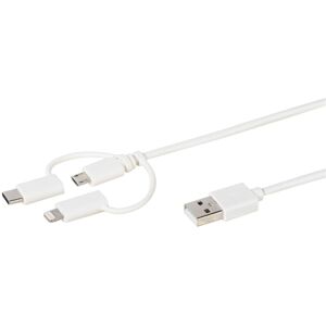 Vivanco 3-i-ett Kabel USB-C/Lightning/Micro-USB 1 meter Hvid