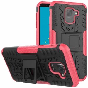 CaseOnline Stødfast Cover med stativ Samsung Galaxy J6 2018 (SM-J600F) : farve - lyserød