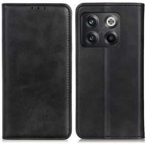 Generic Flip Etui med Pung i Ægte Læder til OnePlus Ace Pro / 10t - Sort