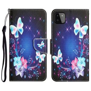shopseez Samsung Galaxy A22 5G farve tegning læder telefoncover (sommerfugl)