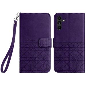 Shoppo Marte For Samsung Galaxy A54 Rhombic Texture Leather Phone Case with Lanyard(Purple)