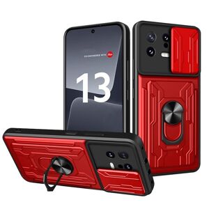 My Store Xiaomi 13 glidende Camshield TPU + pc-telefonetui med kortspor (rød)