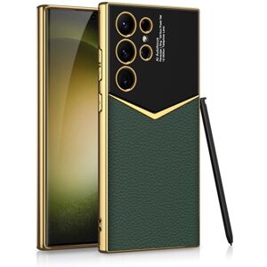 For Samsung Galaxy S23 Ultra 5G GKK Plating Soft TPU + Leather Full Coverage Phone Case without Pen(Green)