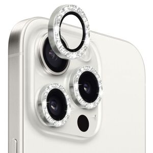 iPhone 15 Pro / 15 Pro Max NORTHJO kameralinsebeskytter hærdet glas Bling Glitter metalringfilm (sølv)