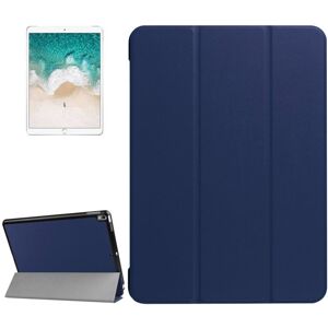 My Store For iPad Pro 10.5 inch PU Litchi Texture 3-folding Smart Case Clear Back Cover with Holder(navy)