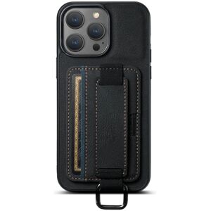 For iPhone 15 Pro Suteni H13 Litchi Leather Wrist Strap Wallet Back Phone Case(Black)