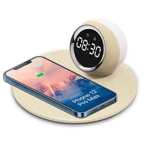 My Store K22T 15W Multifunctional Rotatable Clock Night Light Wireless Fast Charger, Color: Wheat-color