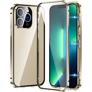 My Store For iPhone 13 Pro Max Magnetic Double-buckle HD Tempered Glass Phone Case(Gold)