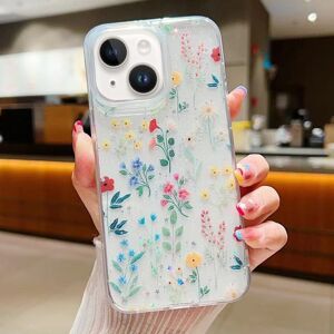 My Store For iPhone 15 Plus Fresh Small Floral Phone Case  Drop Glue Protective Cover(D04 Colorful Floral)