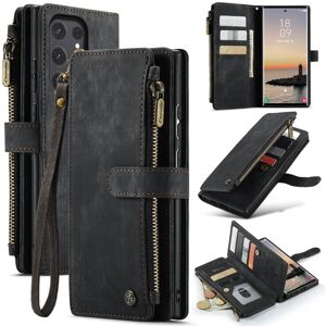 For Samsung Galaxy S24 Ultra 5G CaseMe C30 Multifunctional Card Slots Zipper Phone Leather Phone Case(Black)