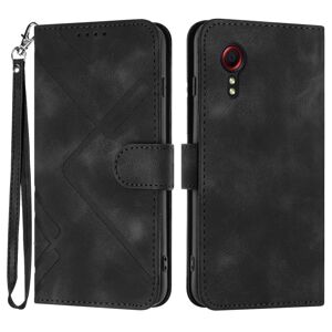 My Store For Samsung Galaxy Xcover 5 Line Pattern Skin Feel Leather Phone Case(Black)