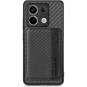 SKALO Xiaomi Redmi Note 13 Pro 5G Carbon Fiber Cover med kortholder - Sort