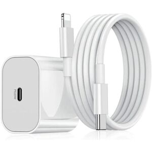 Yihua Oplader USB-C kompatibel med iPhone strømadapter 20W + 2m kabel.