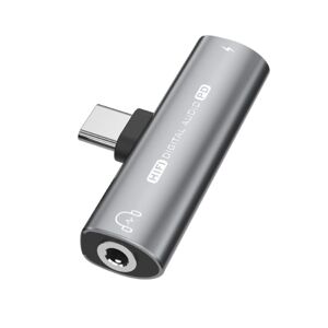 INF USB-C til 3,5 mm adapter til hovedtelefoner og oplader Grå