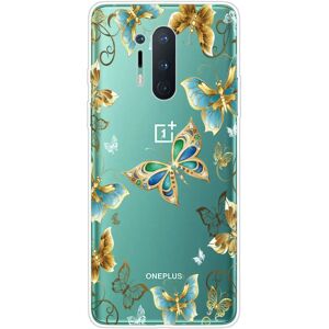 MOBILCOVERS.DK OnePlus 8 Pro Fleksibel Plastik Cover m. Print - Gennemsigtig / Sommerfugle