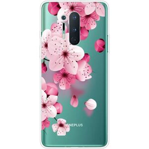 MOBILCOVERS.DK OnePlus 8 Pro Fleksibel Plastik Cover m. Print - Gennemsigtig / Lyserøde Blomster