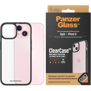 iPhone 15 Cover PanzerGlass D3O Bio ClearCase - Sort Kant