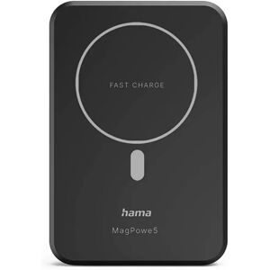 Hama MagPower5 Trådløs Qi Powerbank 10W m. USB-C Kabel - 5000mAh - MagSafe Kompatibel - Sort