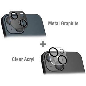 iPhone 15 / 15 Plus 4Smarts StyleGlass Kameralinse Beskyttelsesglas - 2 stk. - Metal Graphite / Clear Acryl