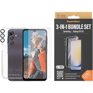 Samsung Galaxy A25 (5G) PanzerGlass 3-i-1 Bundle m. EasyAligner - D3O Bio Hardcase Cover / Skærmbeskyttelse (UWF) / Hoops Kamerabeskyttelse - Gennemsigtig / Sort