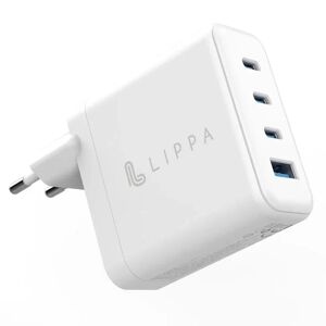 Lippa Vægoplader PD 100W GaN m. 3 x USB-C & 1 x USB-A - Hvid