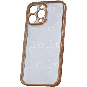 MOBILCOVERS.DK iPhone 14 Pro Max Fleksibel Plastik Cover m. Holografisk Folie - Hjerter Motiv - Gennemsigtig / Rose Gold