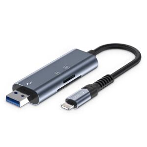 Tech-Protect Ultraboost SD-Kort Adapter m. Lightning / USB-A / USB-C - Hukommelseskortlæser - Grå