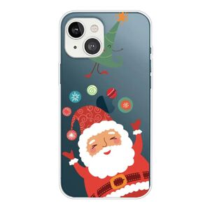 MOBILCOVERS.DK iPhone 14 Fleksibel Plastik Jule Cover - Julemand og Juletræ