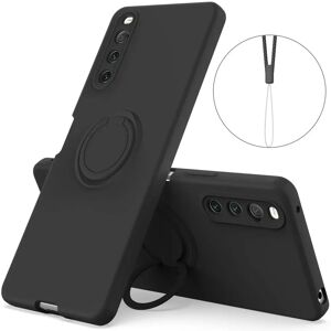 MOBILCOVERS.DK Sony Xperia 10 IV Fleksibel Plastik Cover m. Kickstand & Strop - Sort