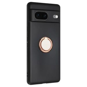 MOBILCOVERS.DK Google Pixel 8 Fleksibelt Plastik Cover m. Ring Kickstand - Sort m. Magnetisk Rose Gold Ring