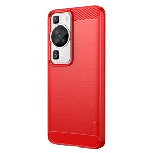 Huawei P60 Pro Mofi Brushed Carbon Fiber Fleksibelt Plastik Cover - Rød