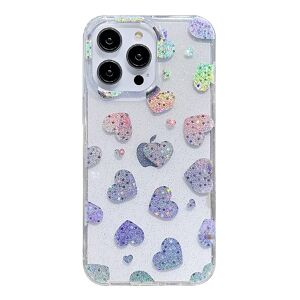 MOBILCOVERS.DK iPhone 14 Pro Hybrid Glitter Plastik Cover - Hjerter