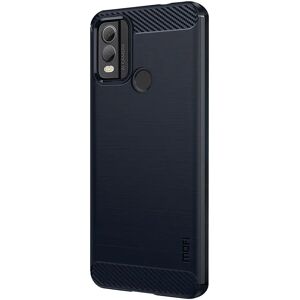 Nokia C22 Mofi Brushed Carbon Fiber Fleksibelt Plastik Cover - Blå