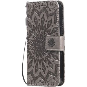 MOBILCOVERS.DK iPhone 15 Læder Cover m. Pung og Strop - Mandala Blomst - Brun