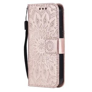 MOBILCOVERS.DK iPhone 15 Læder Cover m. Pung og Strop - Mandala Blomst - Rose Gold