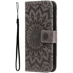 MOBILCOVERS.DK iPhone 15 Pro Læder Cover m. Pung og Strop - Mandala Blomst - Brun