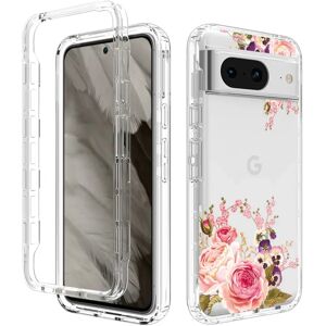 MOBILCOVERS.DK Google Pixel 8 2-i-1 Hybrid Plastik Cover - Rose Blomster