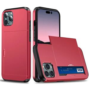 MOBILCOVERS.DK iPhone 15 Pro Hybrid Håndværkercover m. Kortholder - Rød