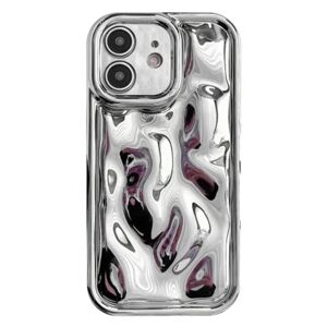 MOBILCOVERS.DK iPhone 12 Fleksibel Plastik Cover m. Skinnende og Ujævn Overflade - Sølv
