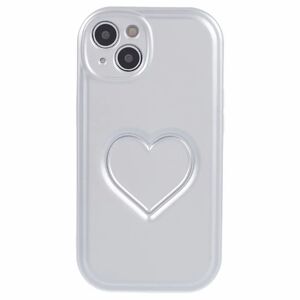 MOBILCOVERS.DK iPhone 15 Fleksibelt Plastik Cover m. Hjerte - Sølv