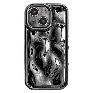 MOBILCOVERS.DK iPhone 15 Fleksibel Plastik Cover m. Skinnende og Ujævn Overflade - Sort