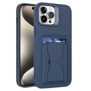 MOBILCOVERS.DK iPhone 15 Pro Max Fleksibelt Plastik Cover m. Kortholder & Kickstand - Mørkeblå