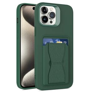 MOBILCOVERS.DK iPhone 15 Pro Max Fleksibelt Plastik Cover m. Kortholder & Kickstand - Grøn
