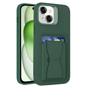 MOBILCOVERS.DK iPhone 15 Fleksibelt Plastik Cover m. Kortholder & Kickstand - Grøn