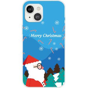 MOBILCOVERS.DK iPhone 15 Fleksibelt Plastik Jule Cover - Merry Christmas - Julemanden i Snevejr