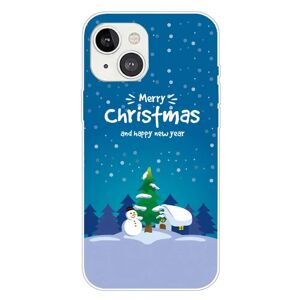 MOBILCOVERS.DK iPhone 15 Fleksibelt Plastik Jule Cover - Merry Christmas - Snemand & Juletræ