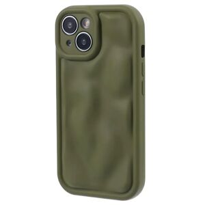 MOBILCOVERS.DK iPhone 15 Fleksibelt Plastik Cover m. Bølget Design V2 - Mat Grøn