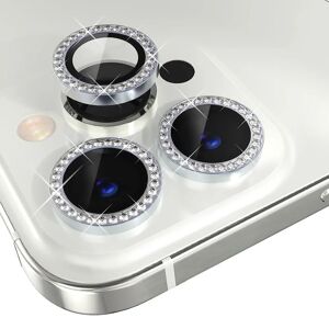 MOBILCOVERS.DK iPhone 14 Pro / 14 Pro Max Kamera Glasbeskyttelse m. Rhinsten - Sølv