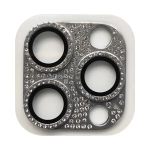 MOBILCOVERS.DK iPhone 15 Pro / 15 Pro Max Beskyttelsesglas til Kameralinse m. Rhinsten - Sølv